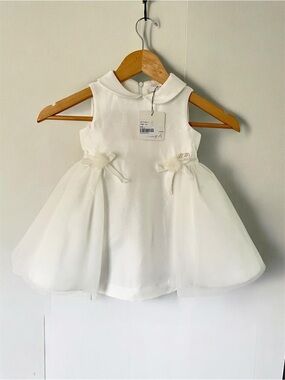 NWT Baby A Italian Designer White Ceremony Dress S1886 18M Girl Princess Bows